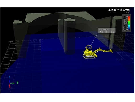 水中バックホウの無人化工事